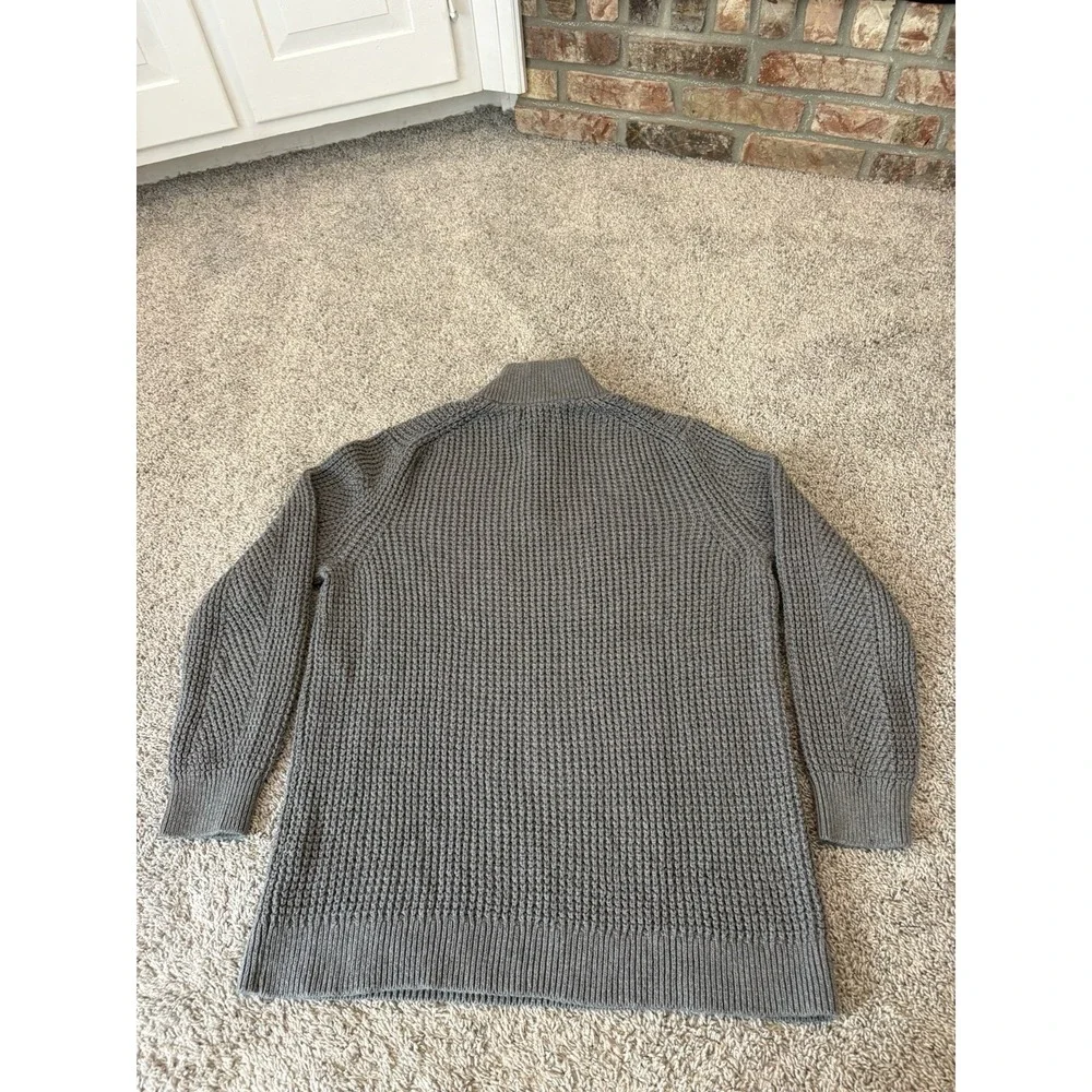 Banana Republic Sweater Men XL Gray Mock Neck Henley Button Ribbed Knit Pullover